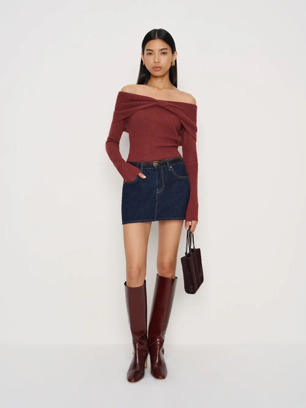Reformation Florie Twist Front Sweater Red - Size M